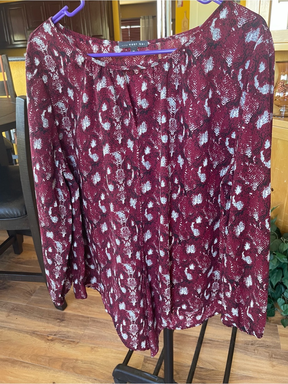 Burgundy Long-Sleeve Blouse -Size XL
